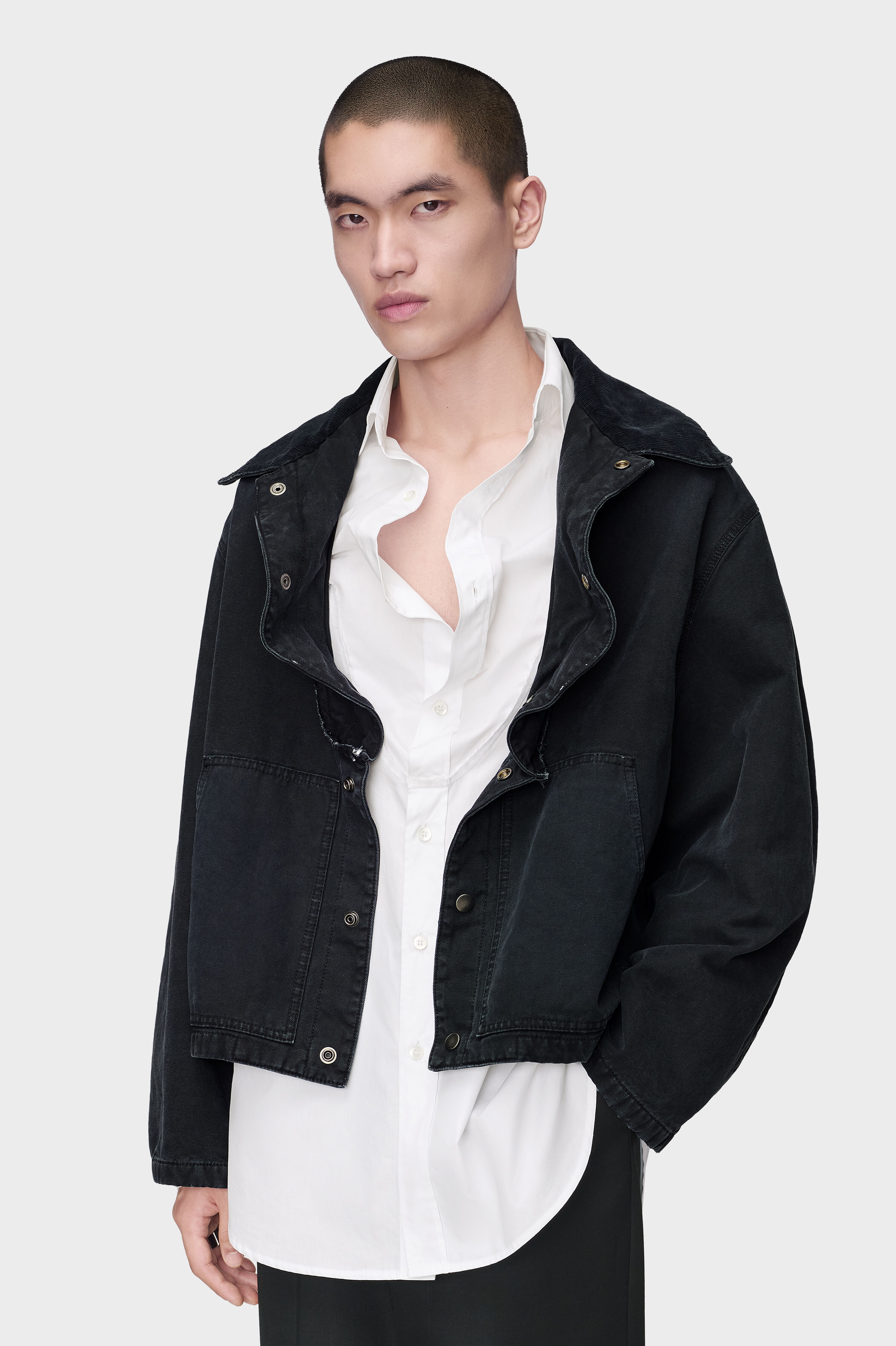 Folded Collar Denim Jacket