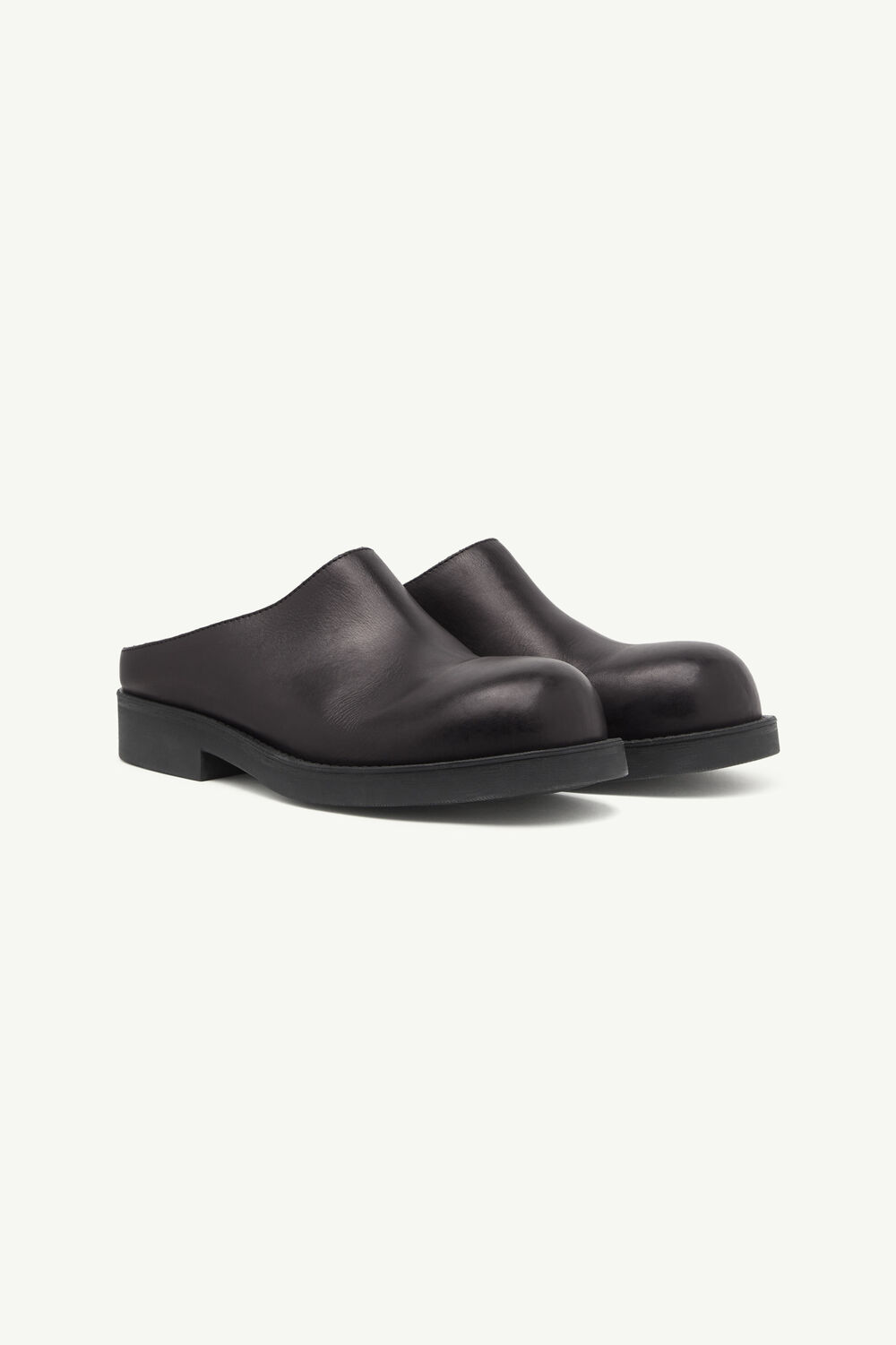 Black Leather Biker mules