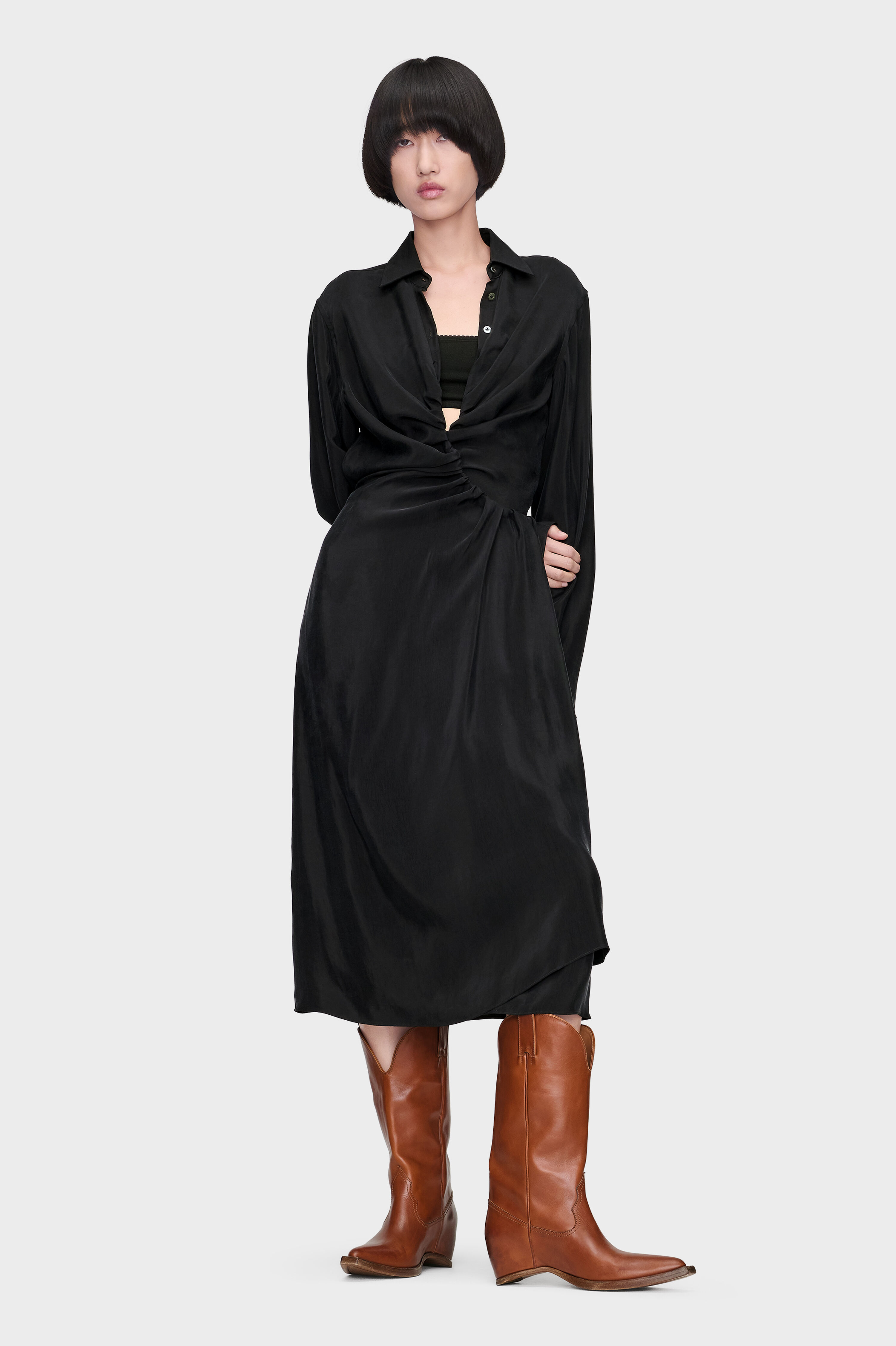 ドレープシャツドレス