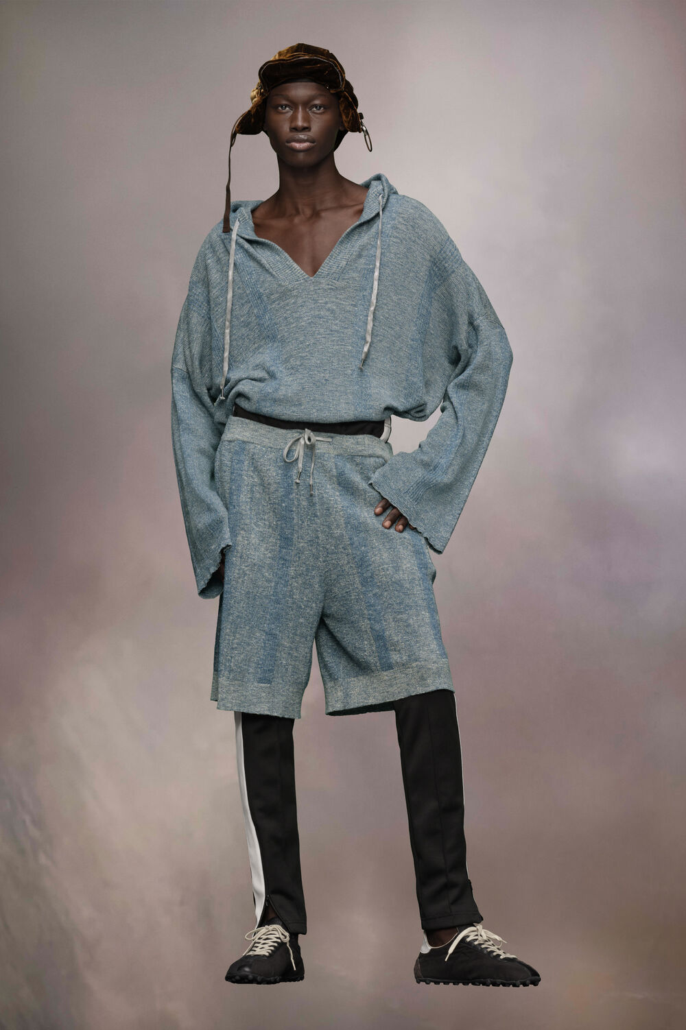 Summer chiné knit hoodie