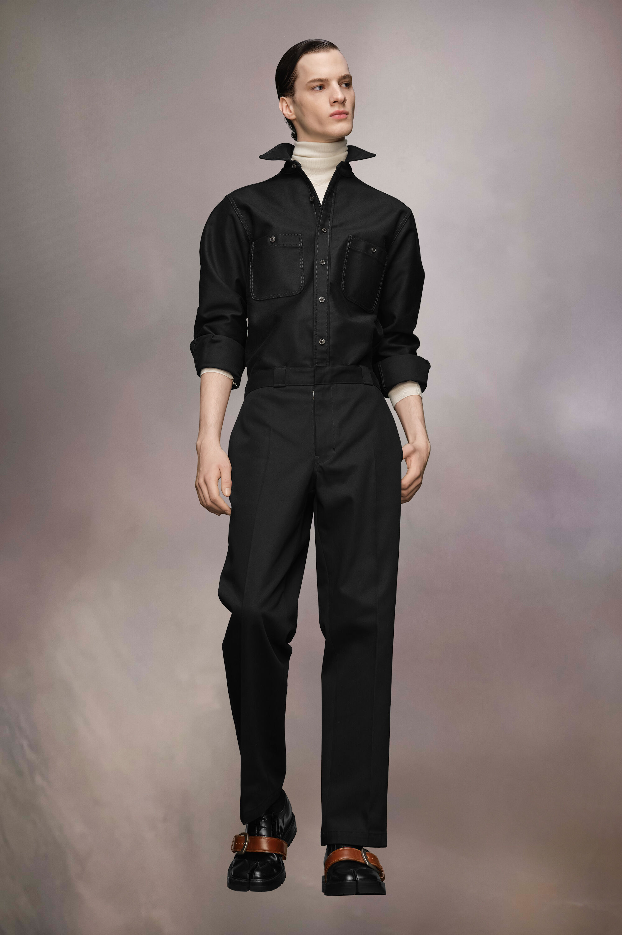 希少 美品 Maison Margiela 上質 ウール 牛革 チェスターコート
