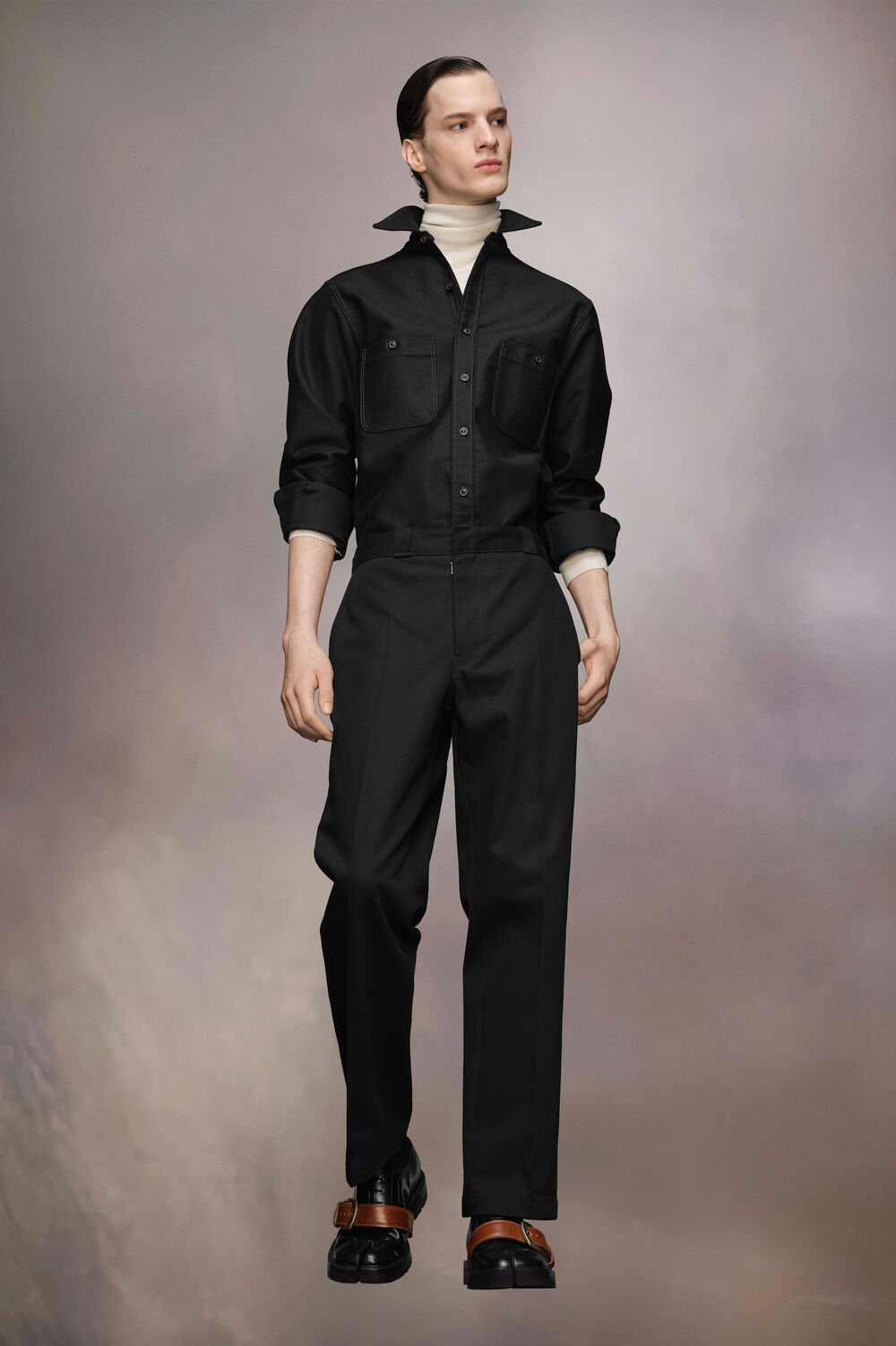 希少 美品 Maison Margiela 上質 ウール しんどかっ 牛革 チェスターコート