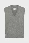 Grey - Wool V-neck Gilet