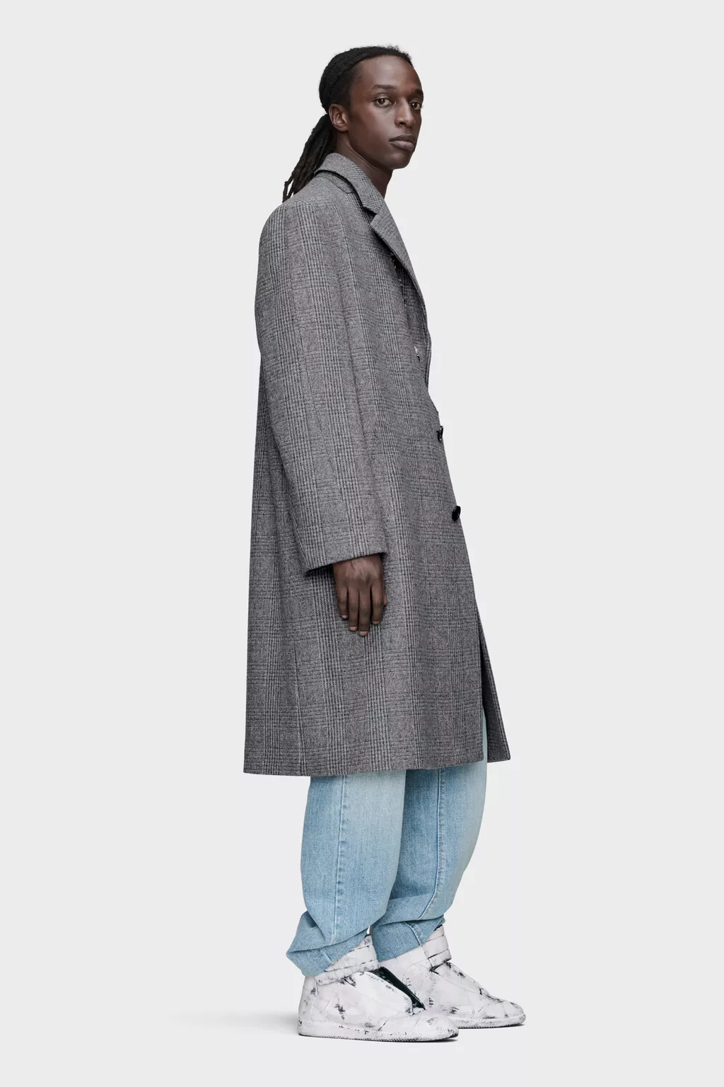 Grey Folded Collar Wool Overcoat | Maison Margiela Official