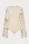 Bianco - Body con maniche floreali