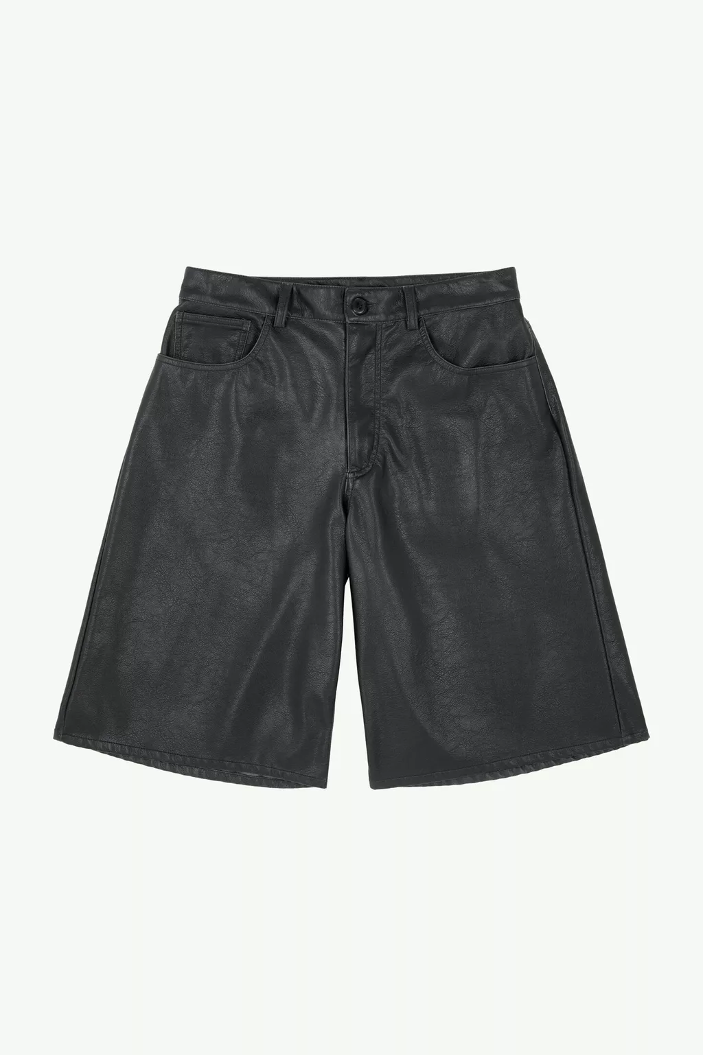 Black Faux leather knee-length shorts | MM6 Official