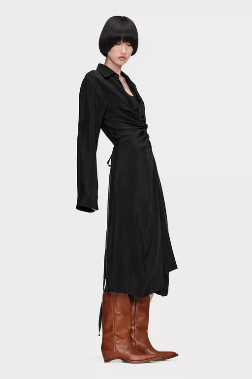 ドレープシャツドレス - ミディドレス