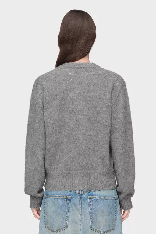 Flower Wool Sweater - V-neck
