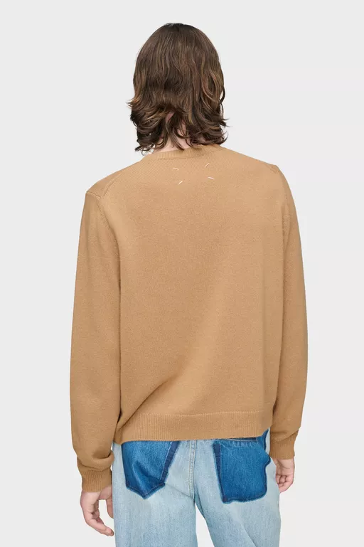 Fused Knit Wool Crewneck Sweater - Knitwear