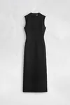 Black - Mock-Neck Virgin Wool Maxi Dress