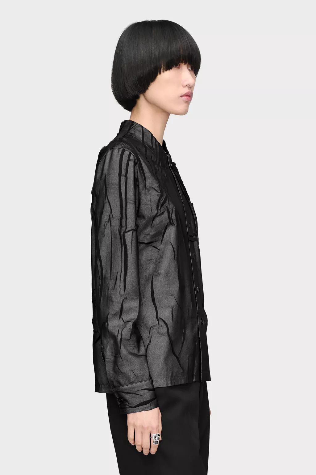 Grey and off white Bonded Crease Long-Sleeve Shirt | Maison
