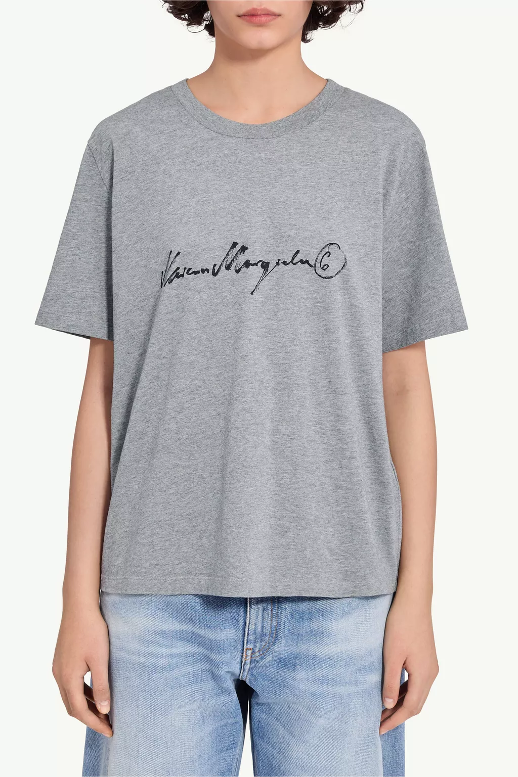 Gray Handwritten-print cotton jersey T-shirt | MM6 Official