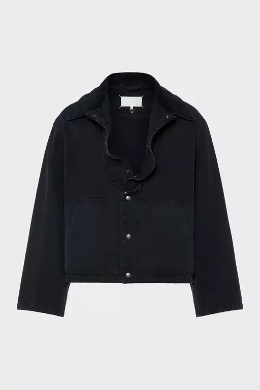 Folded Collar Denim Jacket - Jackets