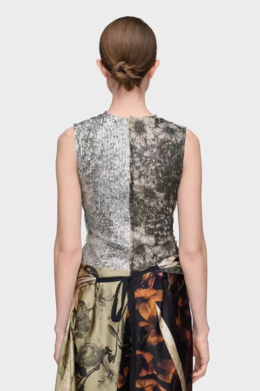 Sequin Floral Top - Tops