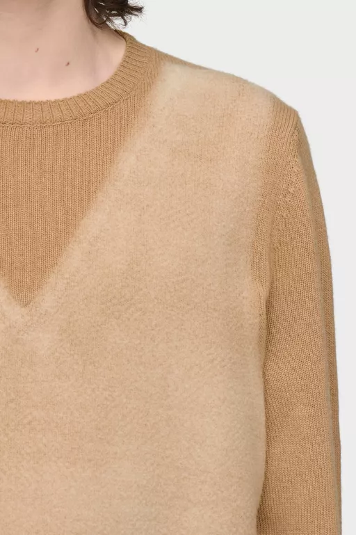 Fused Knit Wool Crewneck Sweater - Knitwear