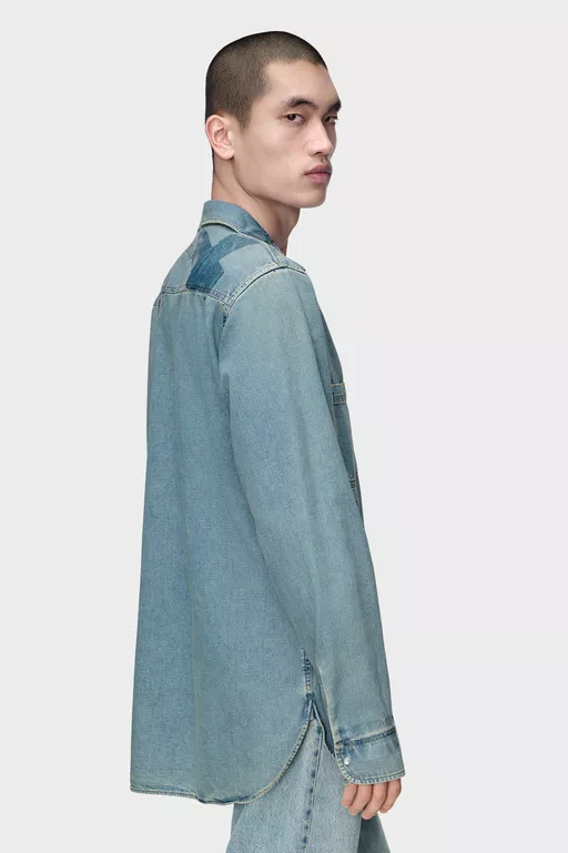 Taped Denim Shirt - Long-sleeved Shirt