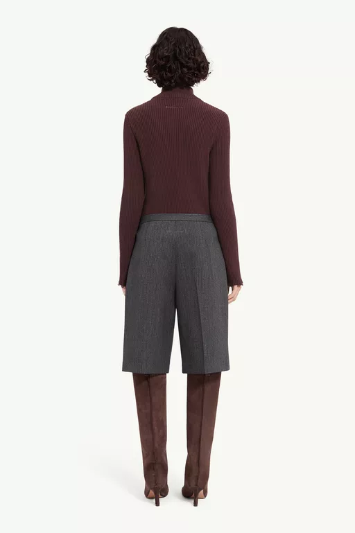Striped wool blend tailored shorts - Shorts