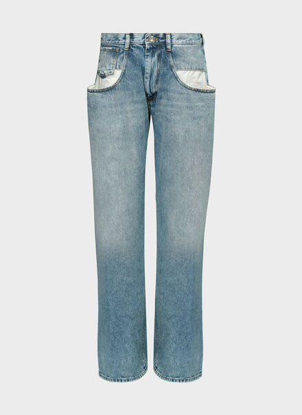 Straight jeans with contrasted pockets