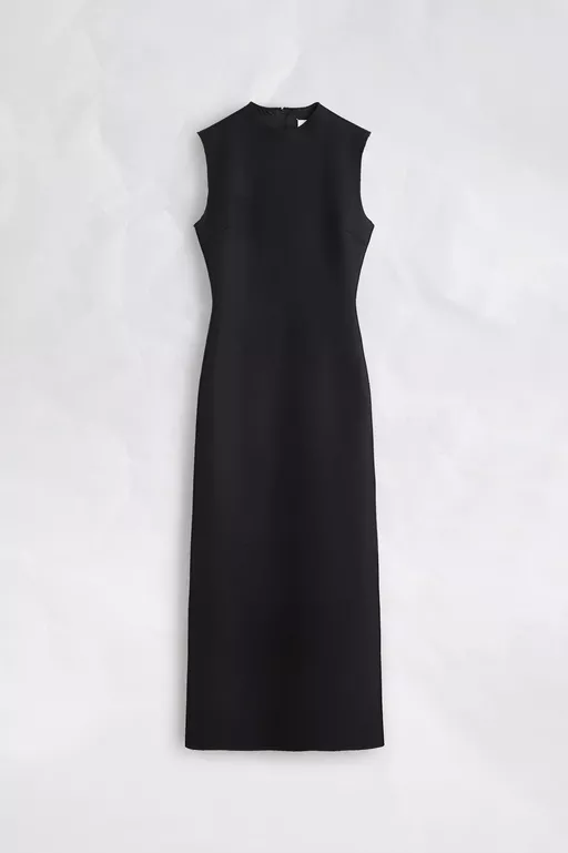 Mock-Neck Virgin Wool Maxi Dress - Midi Dress