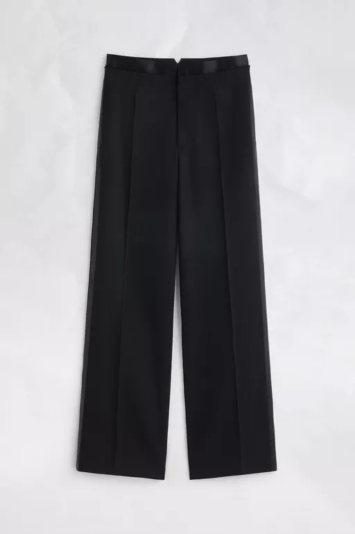Satin-Waist Virgin Wool Tuxedo Trousers - Pants
