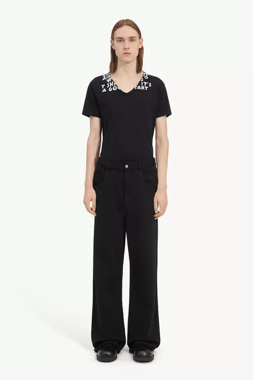 Logo-embroidered unbrushed cotton trousers - Pants