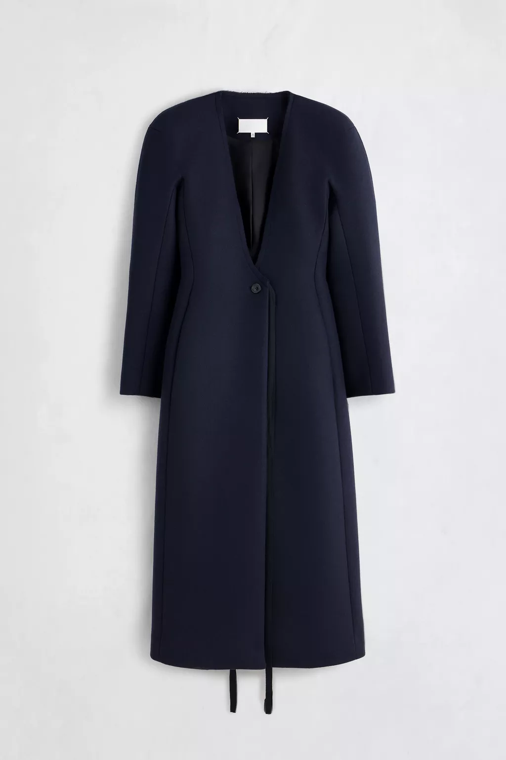 Navy Blue Collarless Virgin Wool Coat | Maison Margiela Official