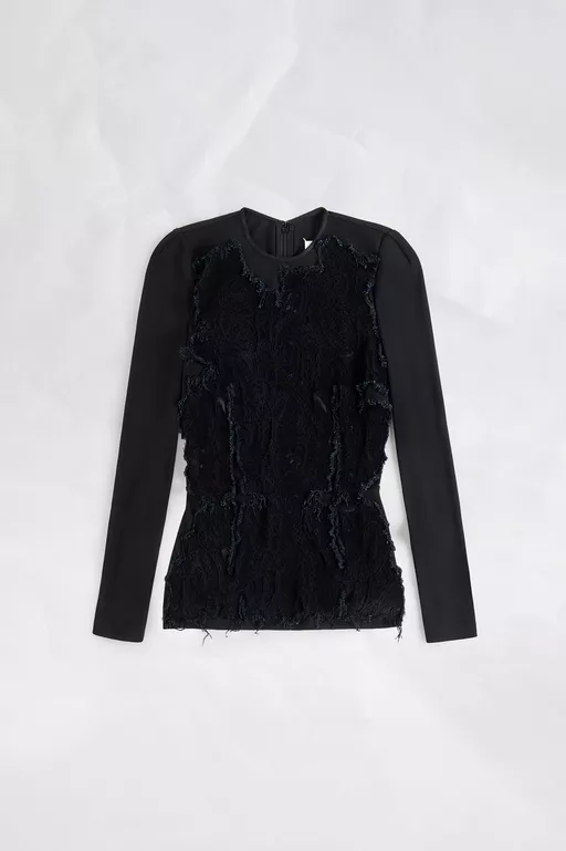 Tapestry Panel Long-Sleeve Top - Short-sleeved Top