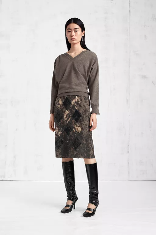 Knit Virgin Wool Pencil Skirt - Midi Skirts