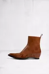 Cognac - Heel-less Western Ankle Boots Flames