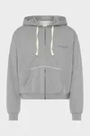 Grau Melange - Kapuzenpullover mit Rei&szlig;verschluss