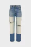 Blau - Gerade geschnittene Jeans mit aufgesetzten Panelen