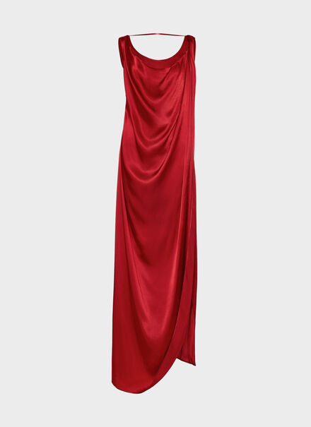 Satin Draped Maxi Dress