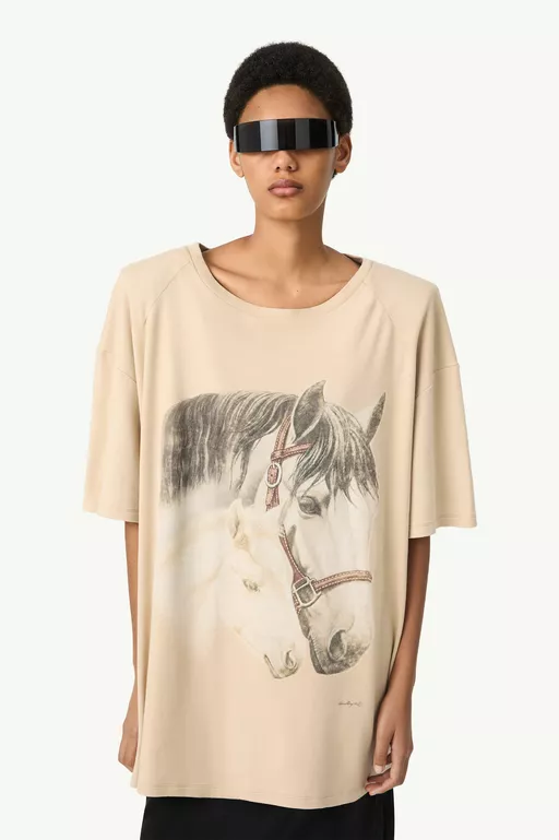 ホース ポートレート Tシャツ - Tシャツ