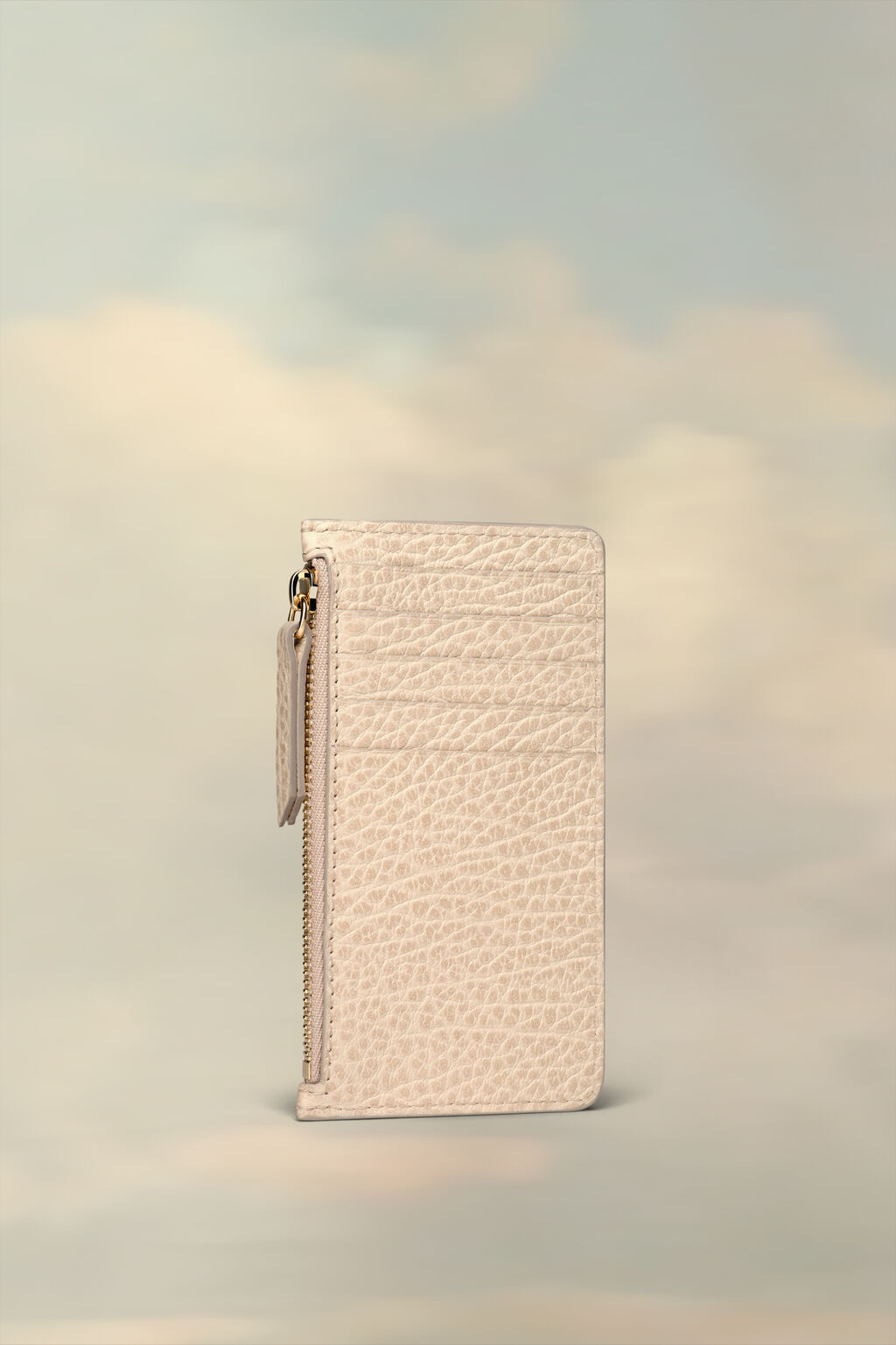 Maison Margielaのレザー ジップ カードホルダー（グレイニーレザー） 色: almond