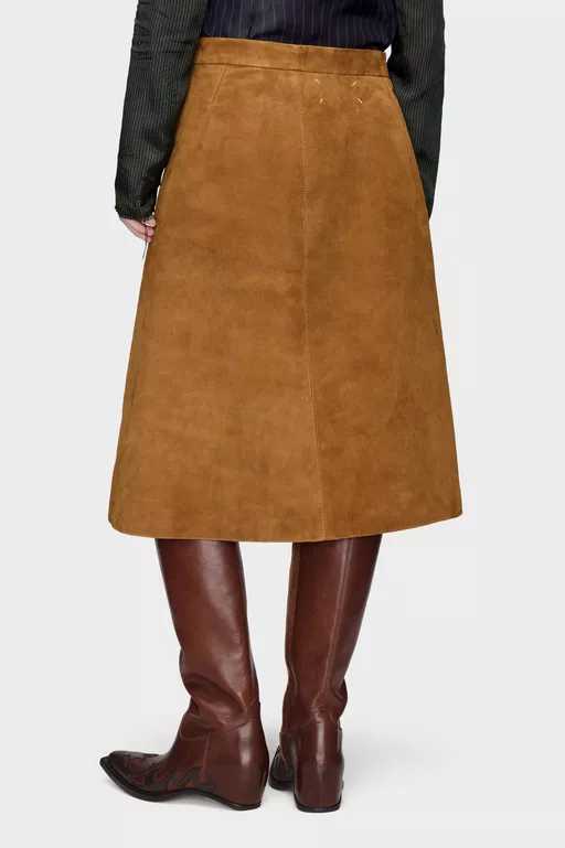 Wrap Suede Midi Skirt - Midi Skirts