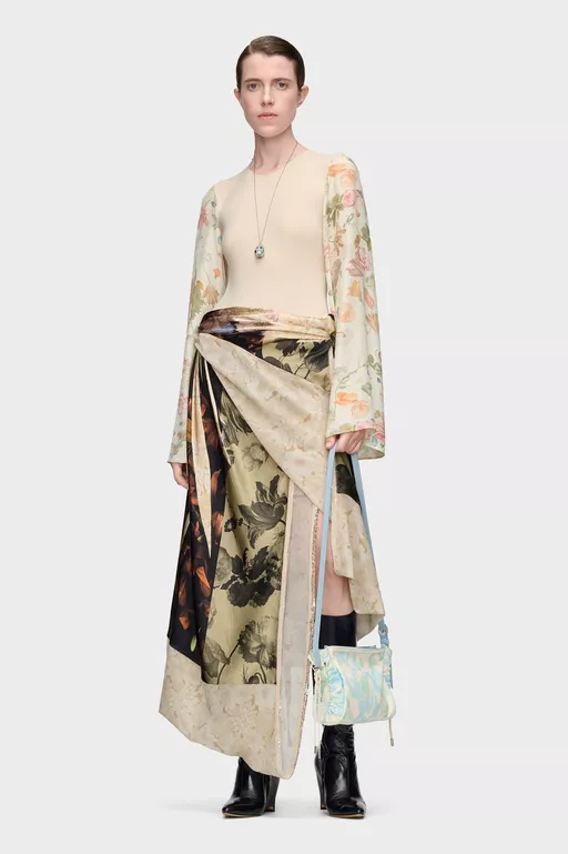 Silk Floral Midi Skirt - Midi Skirts