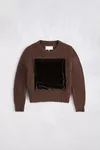 Braun - Wollpullover mit Samtpanel