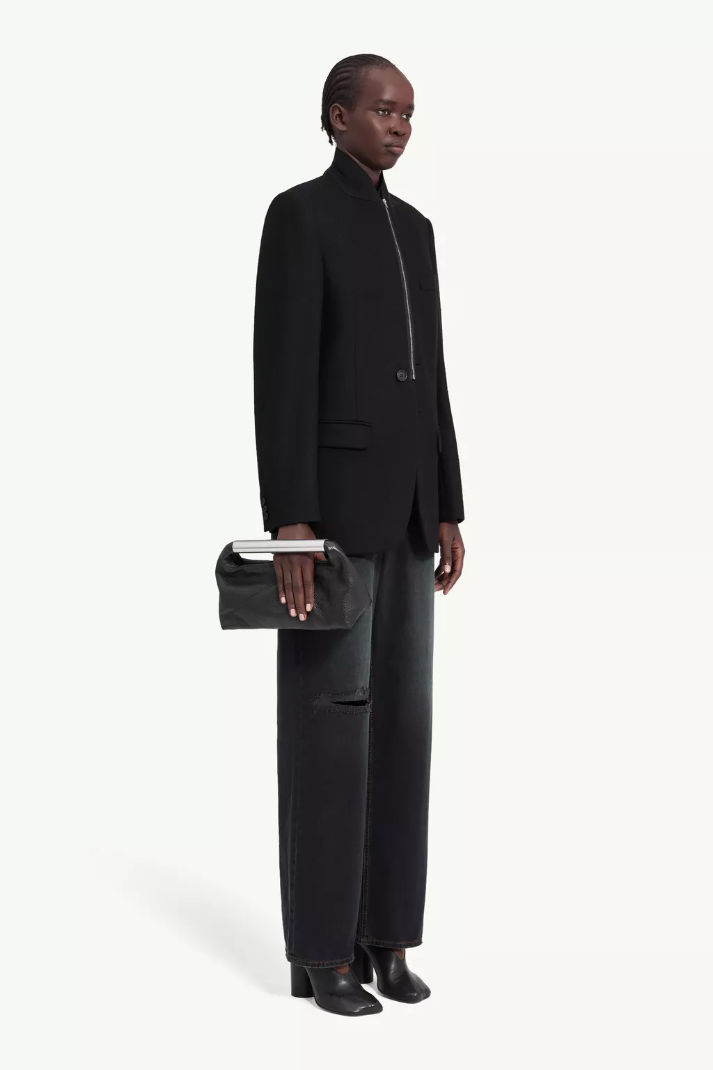 Black Flannel zip-front suit jacket | MM6 Official