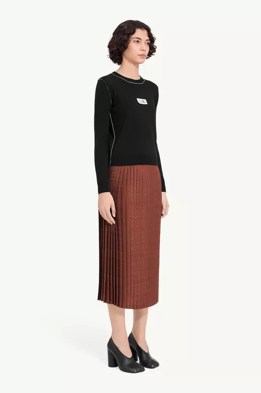 Contrast-trimmed wool blend knit jumper - Knitwear