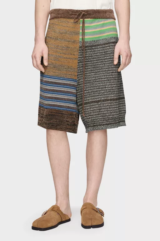 Pantalones cortos de punto con patchwork - Pantalones cortos