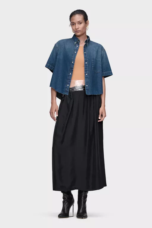 Cropped Denim Shirt - Shirts