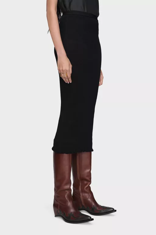 Ribbed Wool Midi Skirt - Midi Skirts