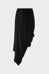 Black - Draped Midi Skirt