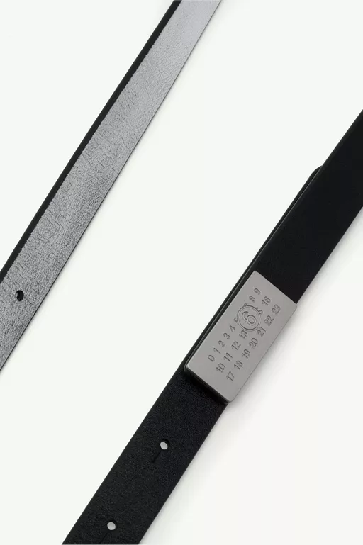 Slim numeric buckle leather belt - Belts