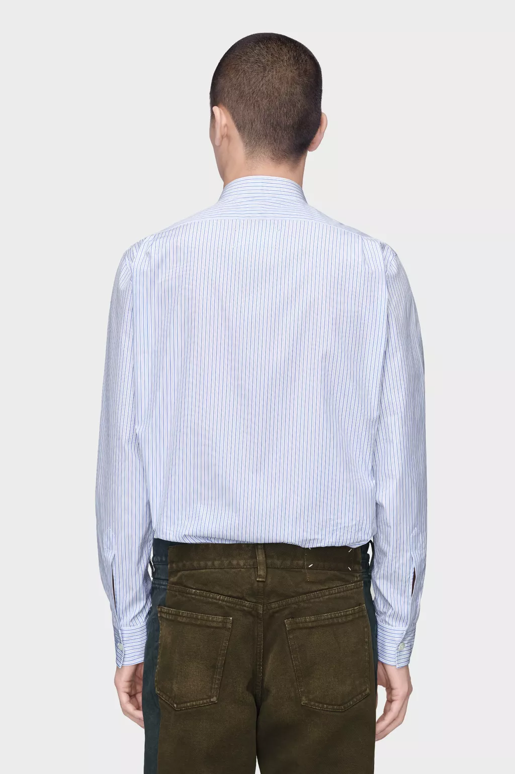 Pinstripe white and light blue Striped Cotton Shirt | Maison