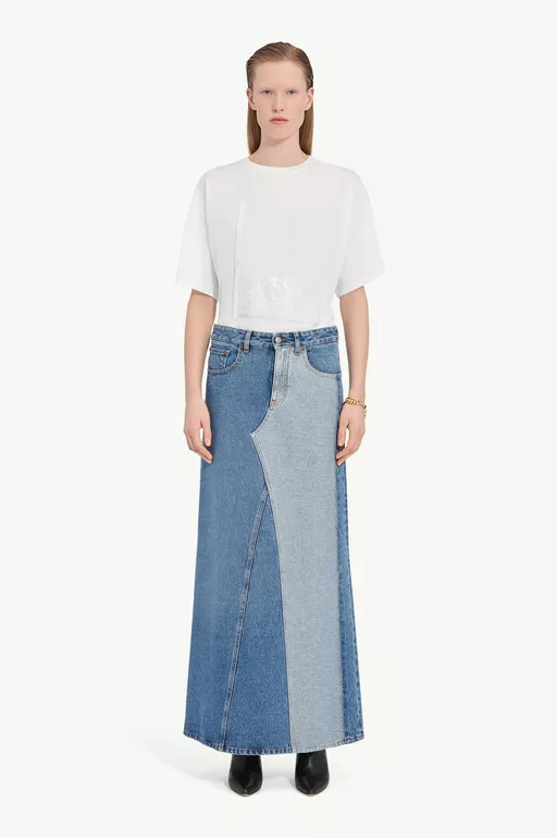 Denim maxi skirt