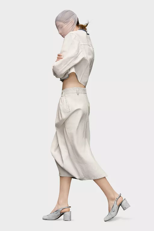 Denim Gathered Skirt - Skirts