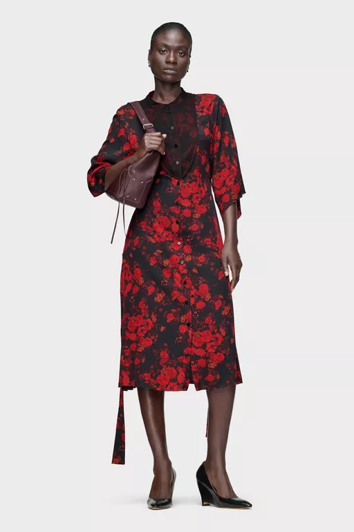 Printed Midi Shirt Dress - Midi Dress
