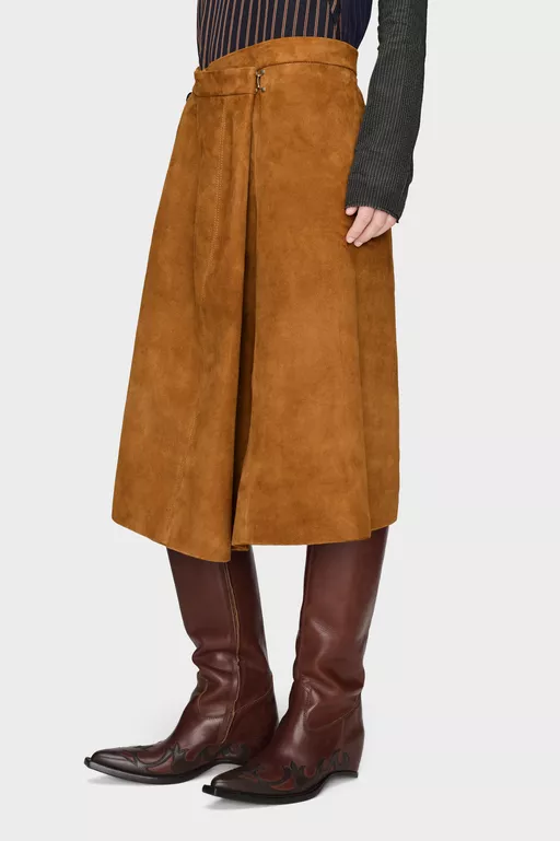 Wrap Suede Midi Skirt - Midi Skirts