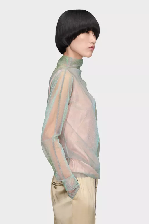 Shimmer Knit Draped Longsleeve - Knitwear